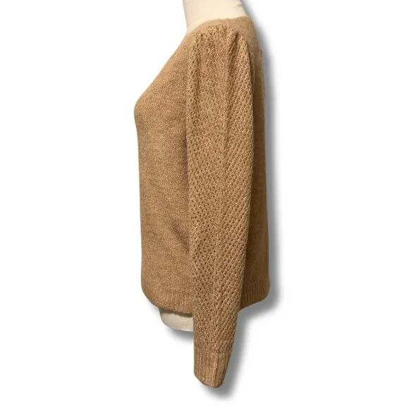 NWT &merci Camel Soft Knit Puff Sleeve Sweater – Size S / Small | Cozy - Picture 3 of 6